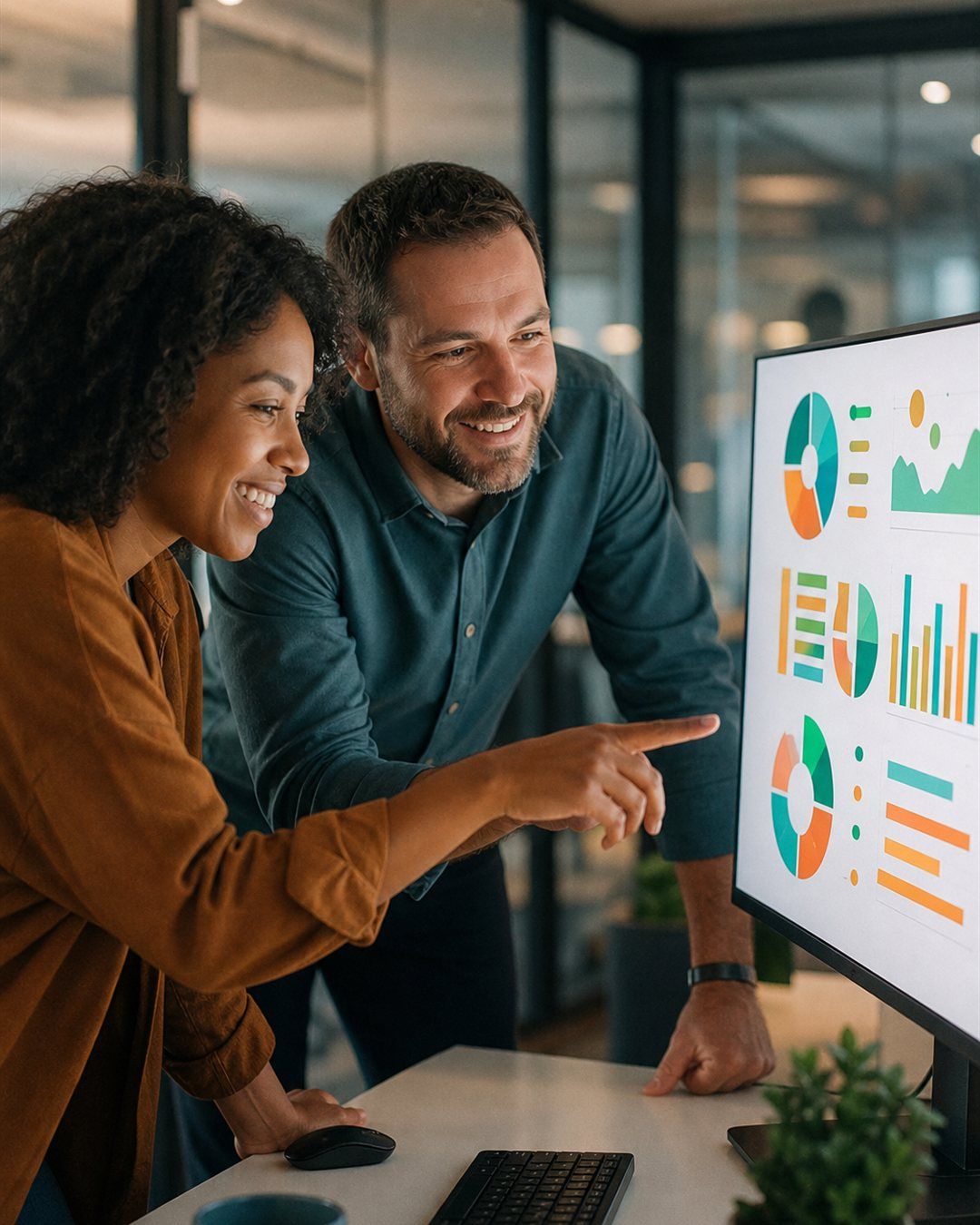 Equipo revisando resultados en un dashboard para medir mejoras y siguientes pasos.